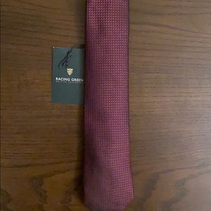 Pure Silk Check Pattern Slim Burgundy Tie